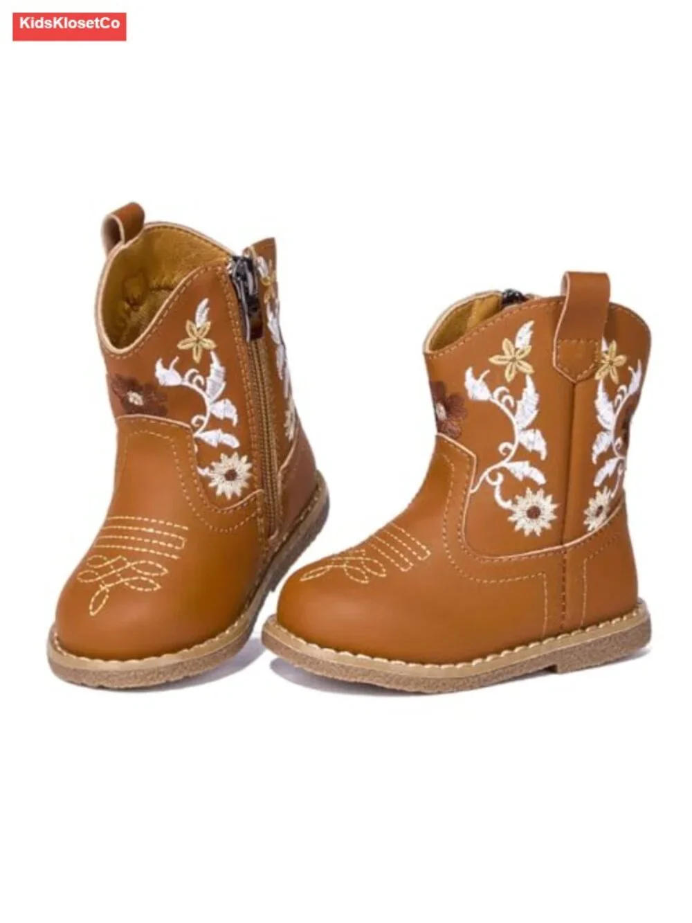 Baby Western Boots Infant Cowboy Boots Toddler Mid Calf Zip Closure Microfiber